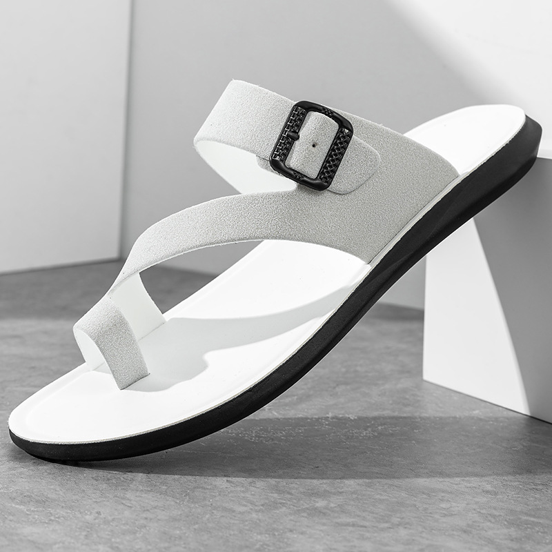 Flip Flop Leather Men - 2026年新作 夏用 手作り革製スリッパ トレンドファッション メンズ ビーチサンダル