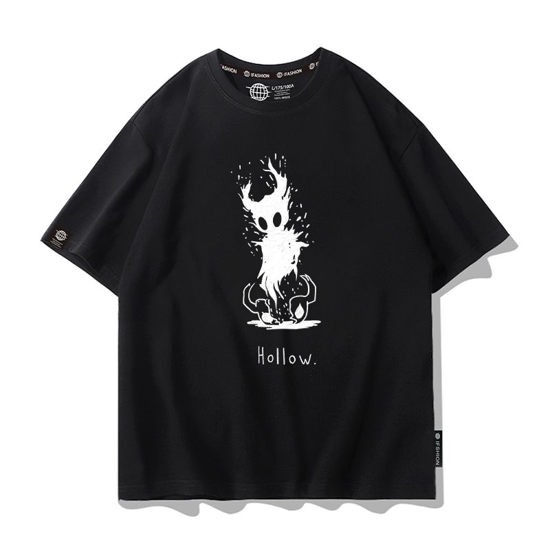 Tee Graphic Print - Hollow Knight 夏半袖クルーネック Tシャツアニメゲームキャラクタープリントグラフィック Tシャツカジュアル日常着ゲーム周辺機器トップ