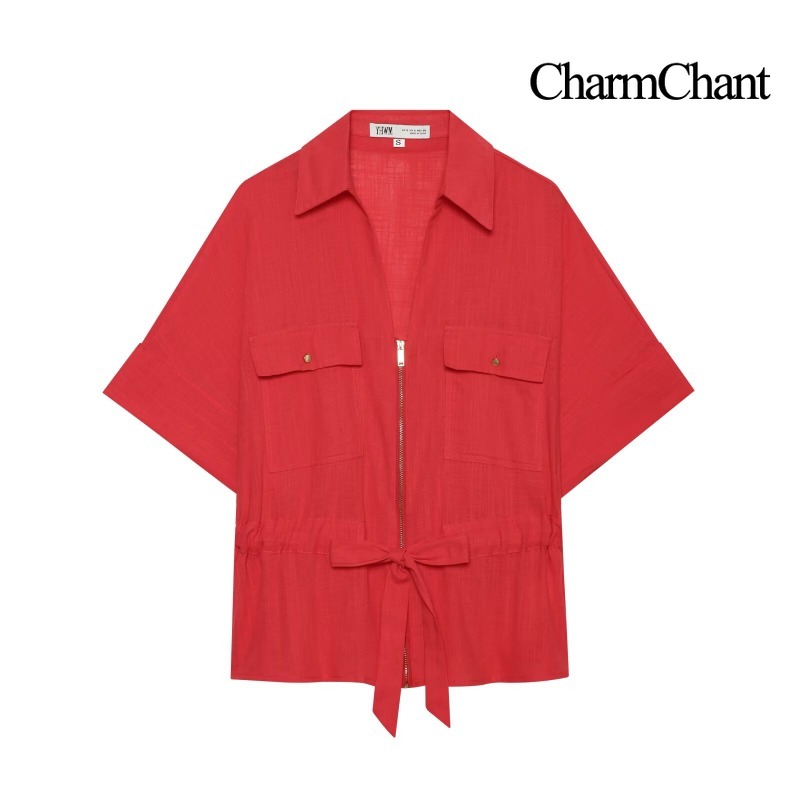 CHARMCHANT レディース 無地リネン混紡 ツーピース - Short Linen Drawstring のレビューと価格