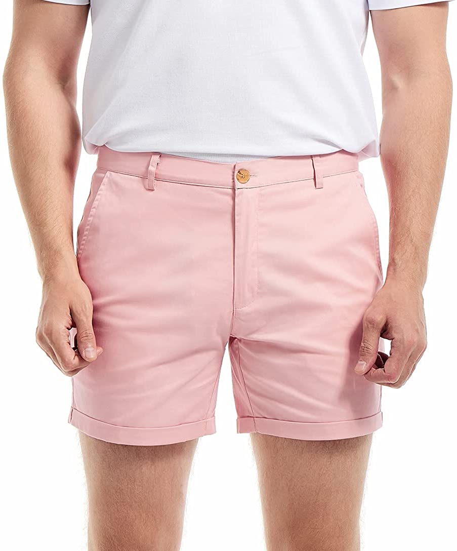 男性用インパクトショーツ,スリムフィット,5インチ股下,フラ - Shorts Chino Slim のレビューと価格