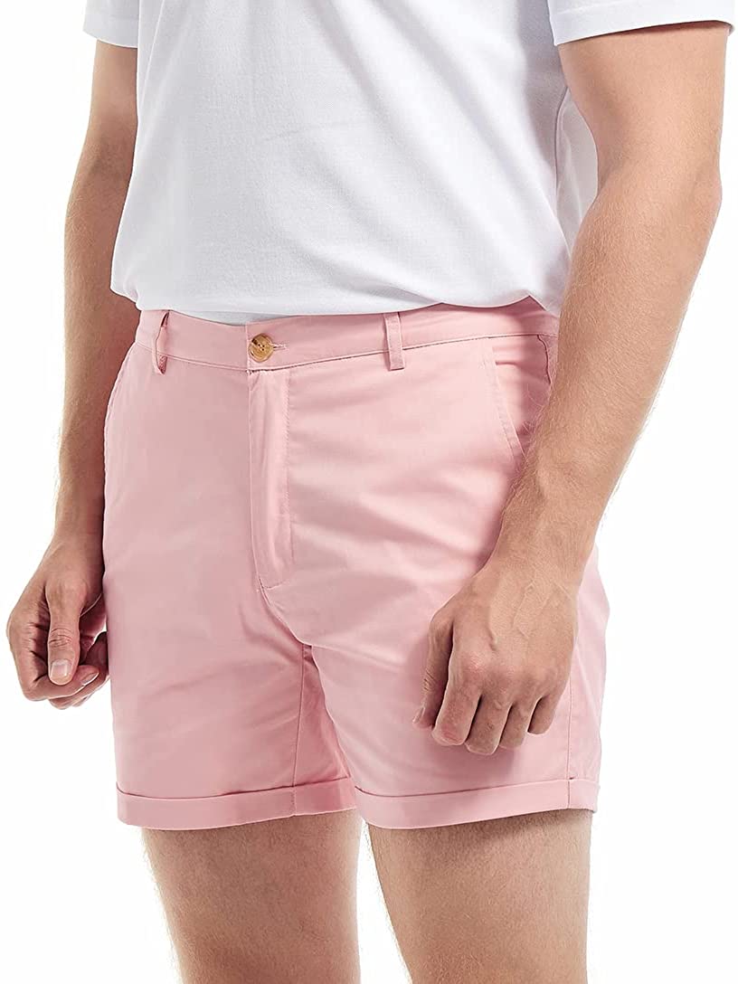 男性用インパクトショーツ,スリムフィット,5インチ股下,フラ - Shorts Chino Slim のレビューと価格