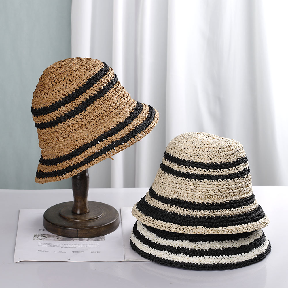 女性のためのビーチハット,籐の日よけ帽,バラ,ラバ,サンバイ - Bucket Hat Straw のレビューと価格