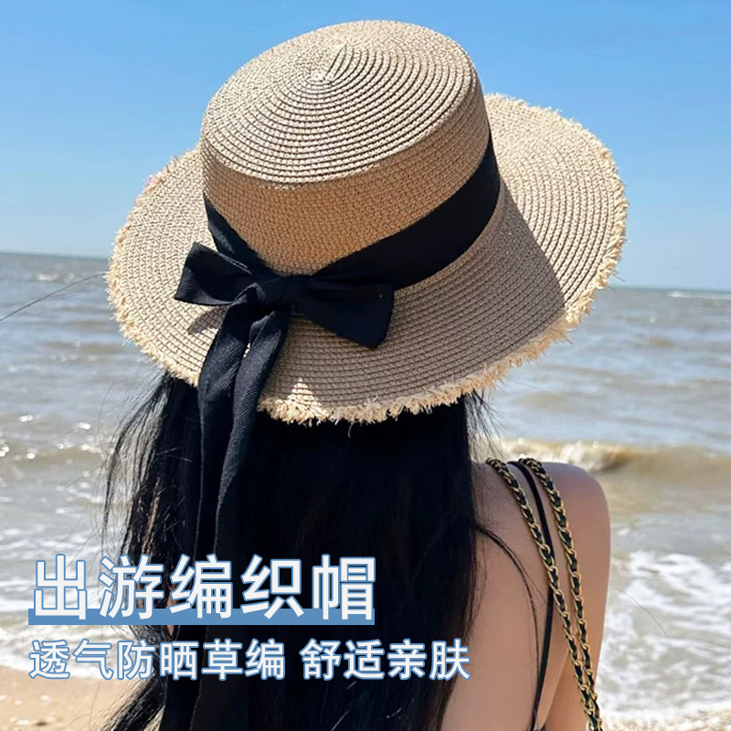 女性用麦わら帽子 蝶結び付き 夏用ビーチハット つば広 折り - Packable Hat Nylon のレビューと価格