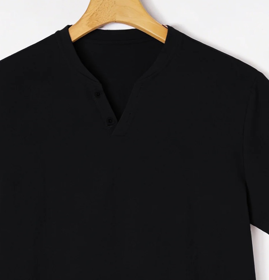エレガントなブラックのヘンリー半袖Tシャツ（メンズ） – 高 - Linen Shirt Breathable のレビューと価格