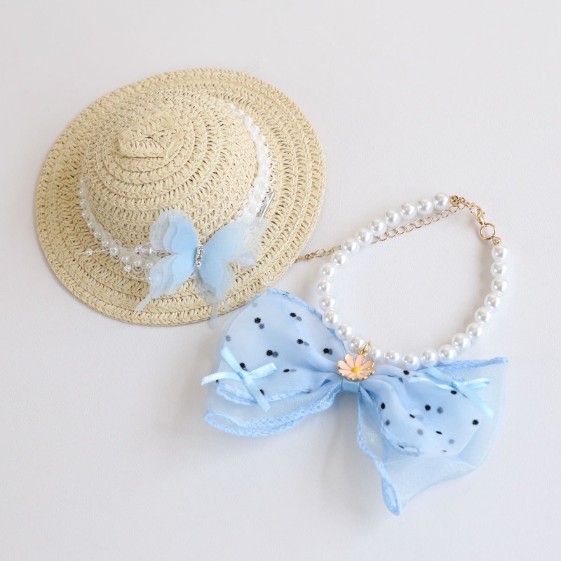 可愛い夏用ペットストローバケットハット、調節可能な日よけキャ - Bucket Hat Straw のレビューと価格