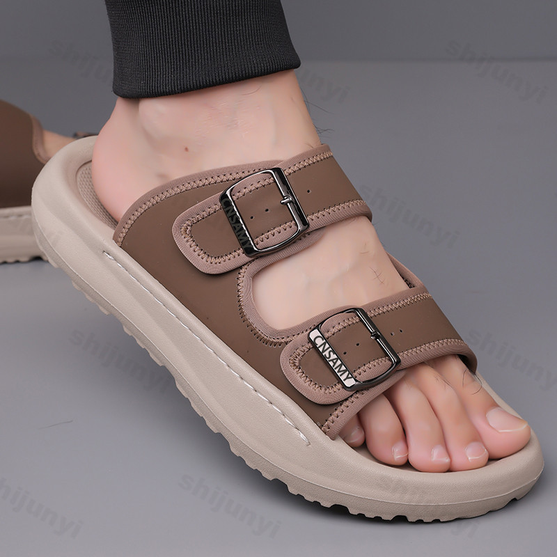 メンズスリッパ 2025 夏通気性屋外ビーチサンダルノンスリ - Flip Flop Leather Men のレビューと価格