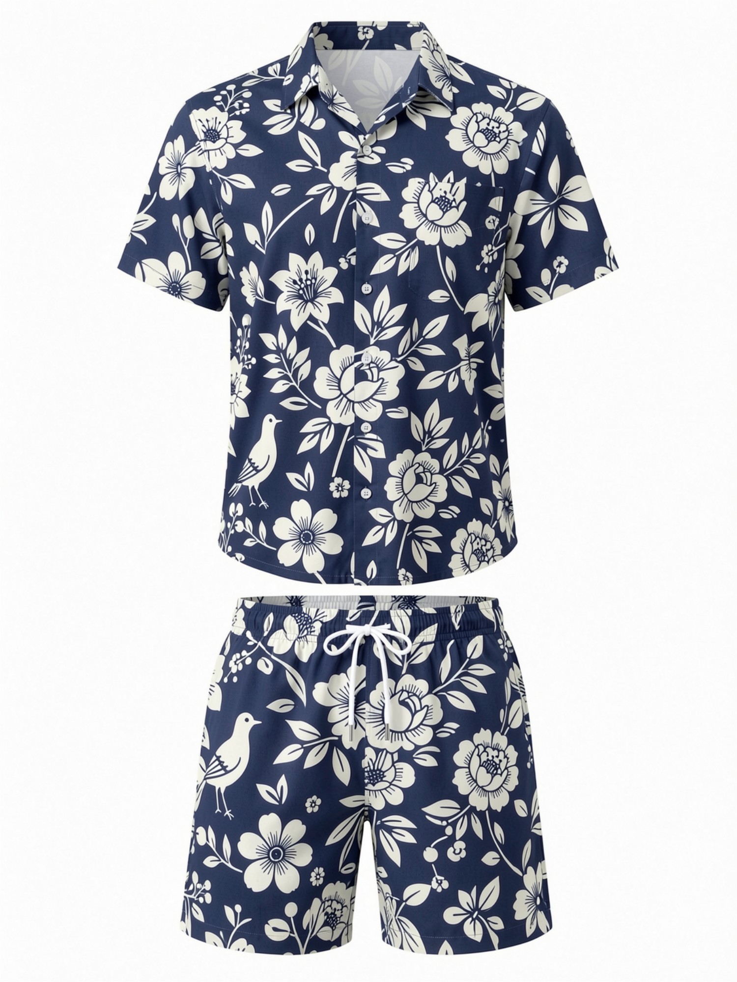 メンズ花柄半袖シャツとドローストリングショーツセット ビーチ - Resort Shirt Floral のレビューと価格