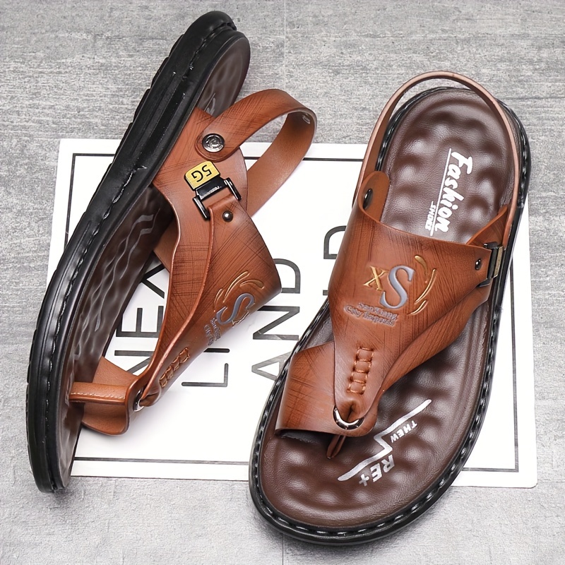 メンズレザービーチサンダル　新作夏カジュアルビーチシューズ　 - Flip Flop Leather Men のレビューと価格