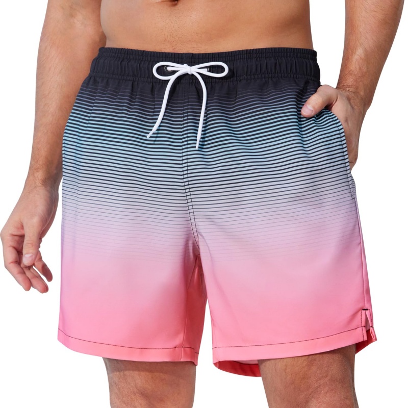トレンディなオンブルストライプグラフィック水泳パンツ男性用軽 - Trunks Board Surf のレビューと価格