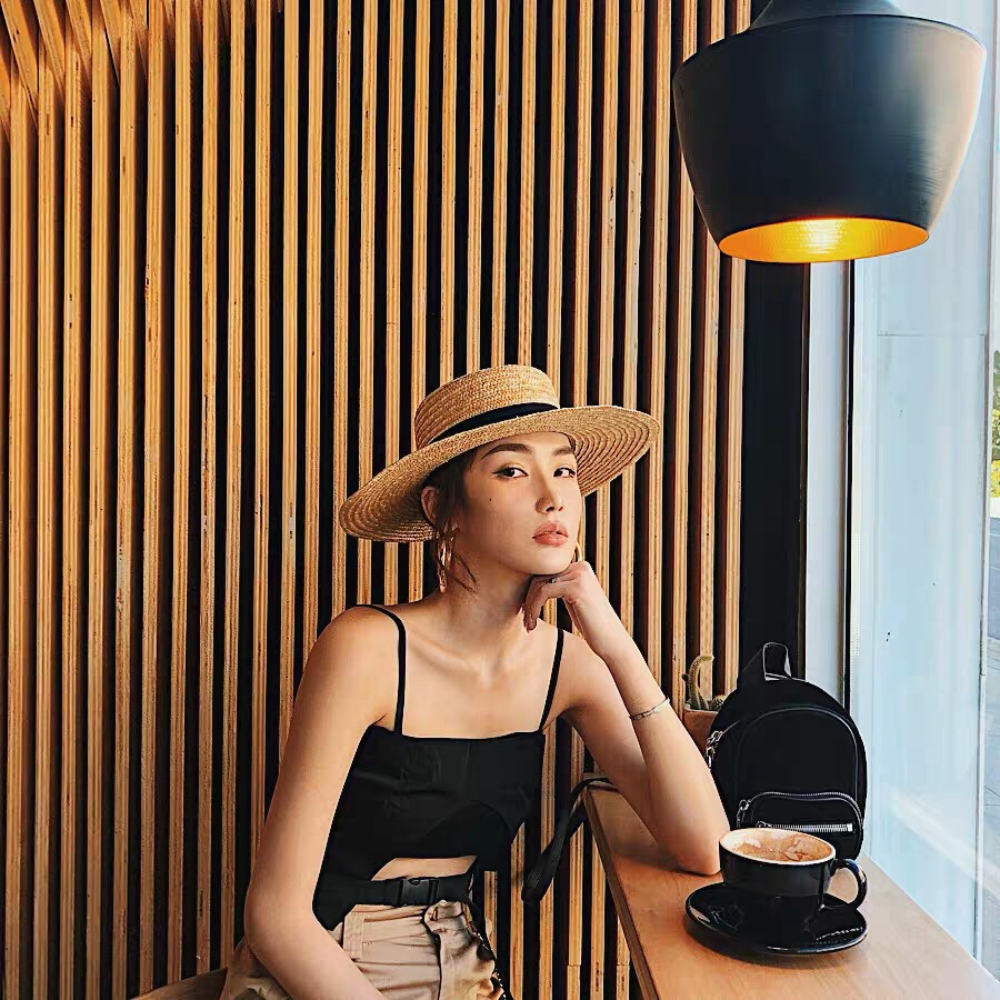 ボーターストローハット フランス風 エレガントなスクエアリボ - Bucket Hat Straw のレビューと価格