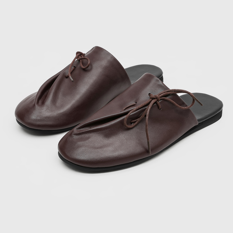 新しくておしゃれで快適なメンズハーフスリッパ、斜めストラップ - Flip Flop Leather Men のレビューと価格