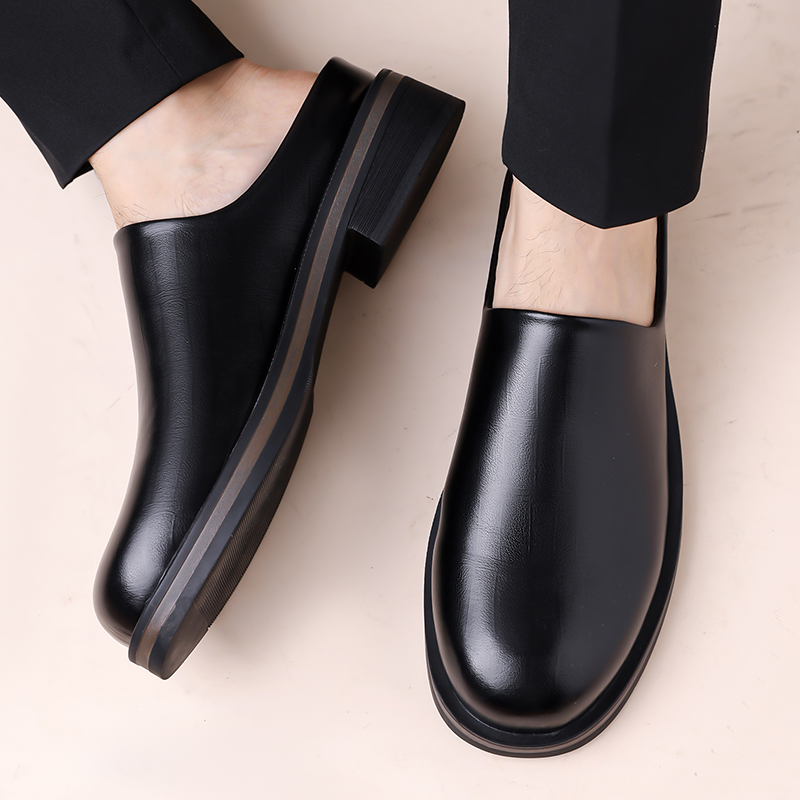 メンズスリッポンハーフスリッパ、厚底光沢カジュアルレザーシュ - Flip Flop Leather Men のレビューと価格