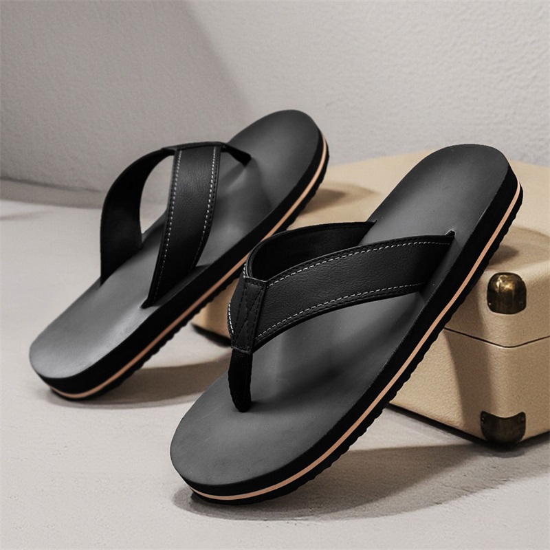 メンズヴィンテージウォッシュドフェイクレザービーチサンダル、 - Flip Flop Leather Men のレビューと価格