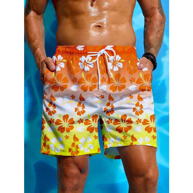 カラフルなフラワーグラフィック水泳パンツ男性用グラデーション - Trunks Board Surf のレビューと価格