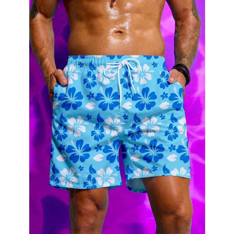 カラフルなフラワーグラフィック水泳パンツ男性用グラデーション - Trunks Board Surf のレビューと価格