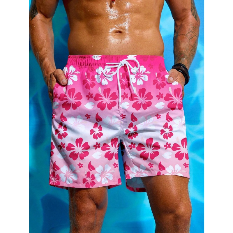 カラフルなフラワーグラフィック水泳パンツ男性用グラデーション - Trunks Board Surf のレビューと価格